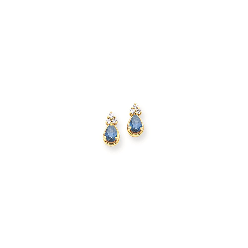 14K Gelbgold 6x4mm Tropfen Saphir & Aa Echt Diamant Ohrringe