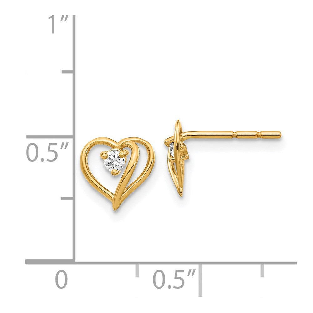 14K Gelbgold Herz-Ohrringe mit echten Diamanten