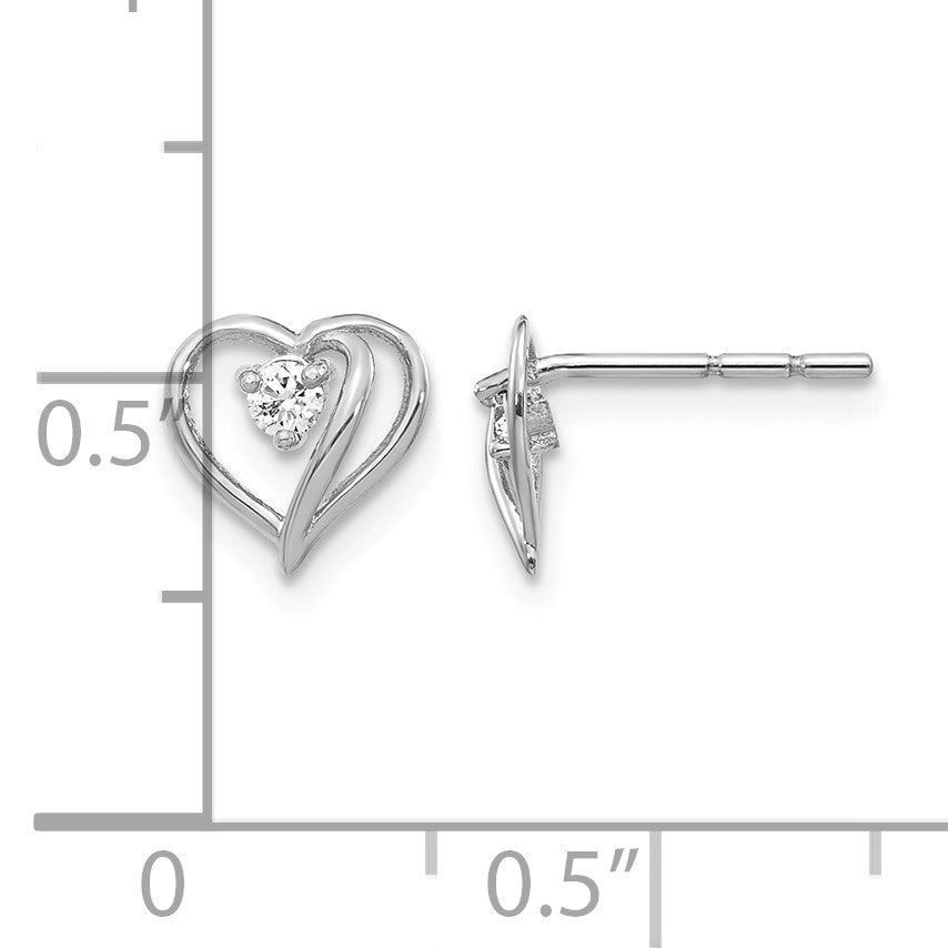 14K Weißgold Ohrringe mit echtem Diamant-Herz