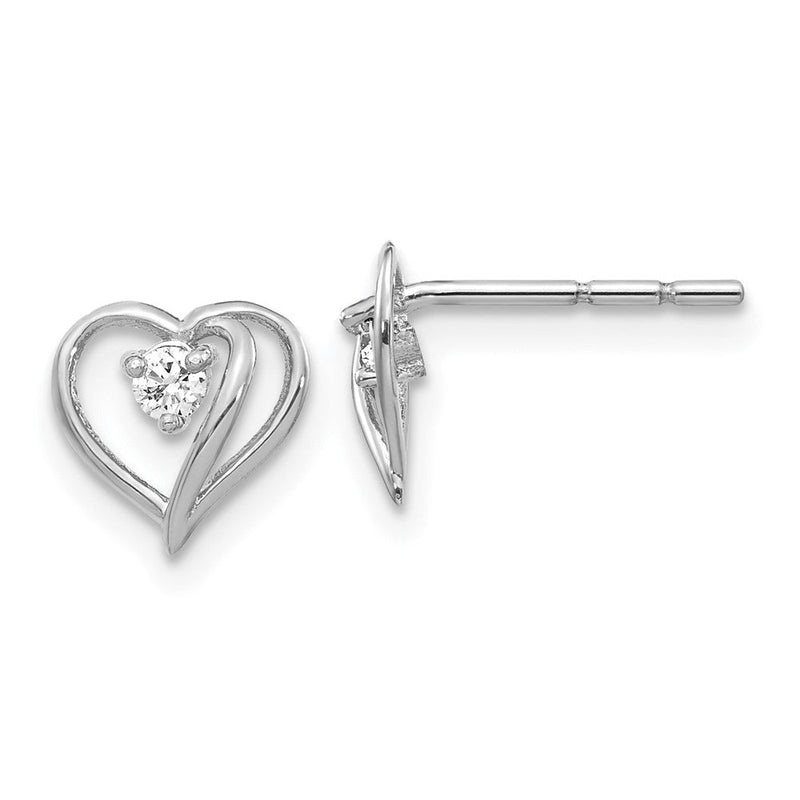 14K Weißgold Ohrringe mit AA echten Diamanten in Herzform