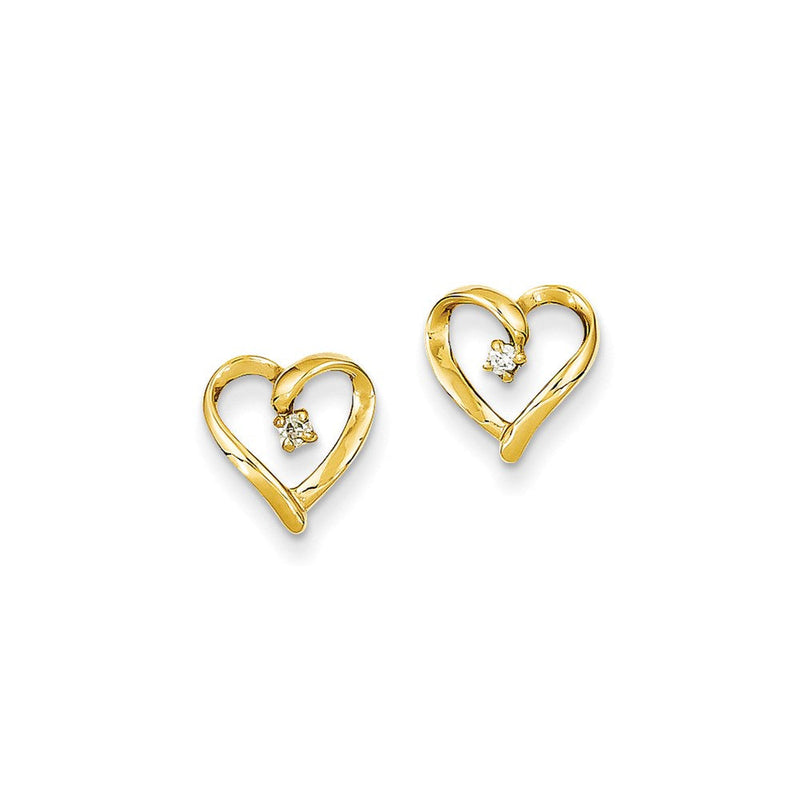 14K Gold Ohrringe Herz mit echten Diamanten