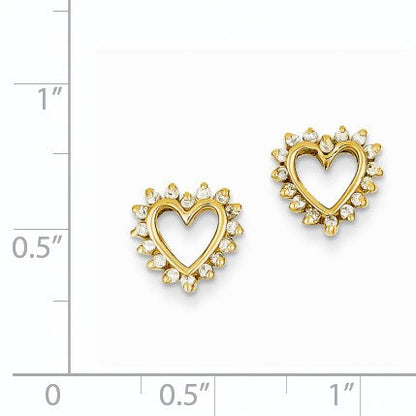 14K Gelbgold Herz-Ohrringe mit echten VS Diamanten
