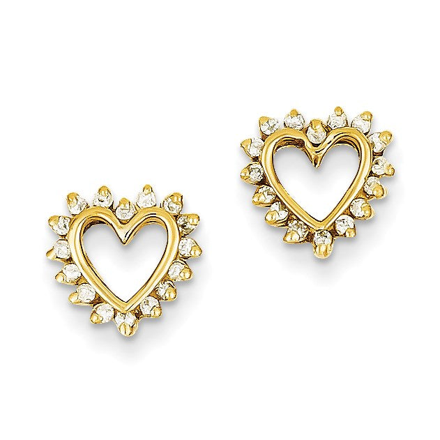 14K Gelbgold Herz-Ohrringe mit echten VS Diamanten