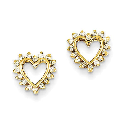 14K Gelbgold Herz-Ohrringe mit echten VS Diamanten