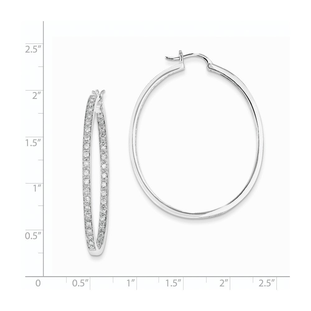 14K Weißgold Creolen mit echten Diamanten AA-Qualität, innen und außen besetzt
