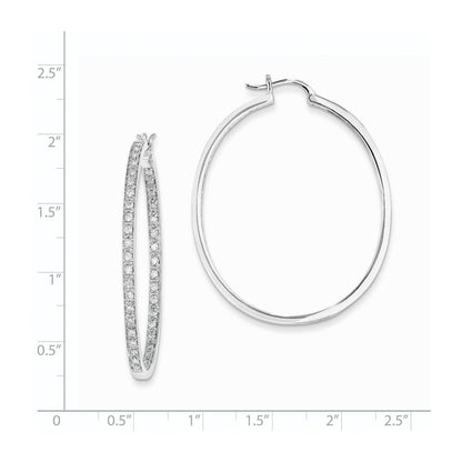 14K Weißgold Creolen mit echten Diamanten AA-Qualität, innen und außen besetzt