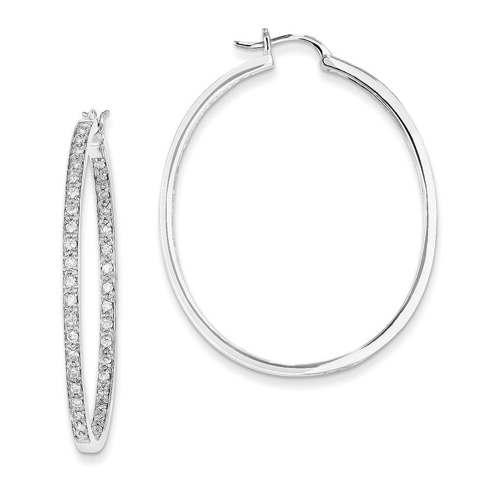 14K Weißgold Creolen mit echten Diamanten AA-Qualität, innen und außen besetzt