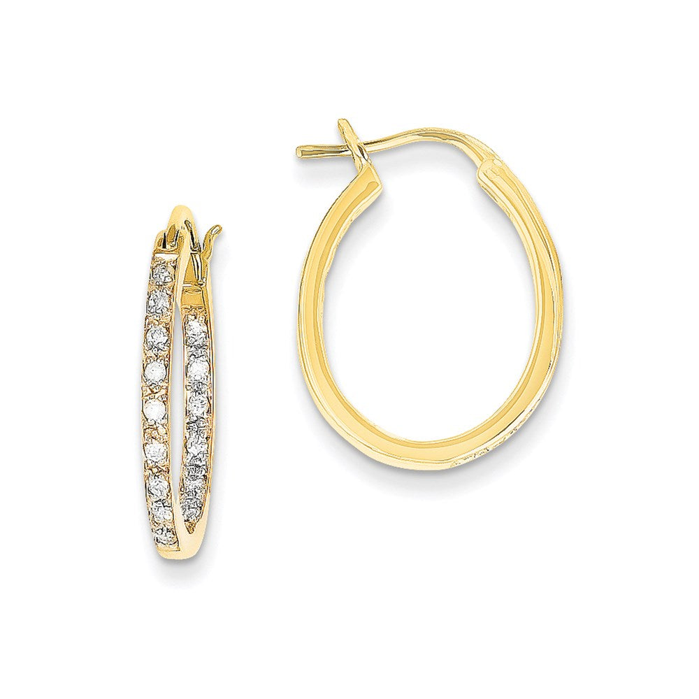 14K Gelbgold Creolen mit echten Diamanten in AA-Qualität, innen und außen besetzt