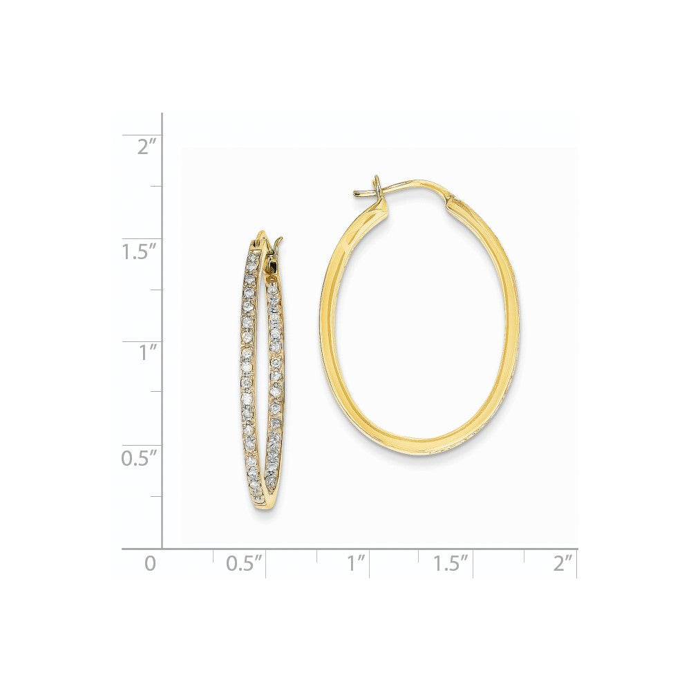 14K Gelbgold AA-Qualität Diamant-Creolen mit echten Diamanten innen und außen, fertig gefasst