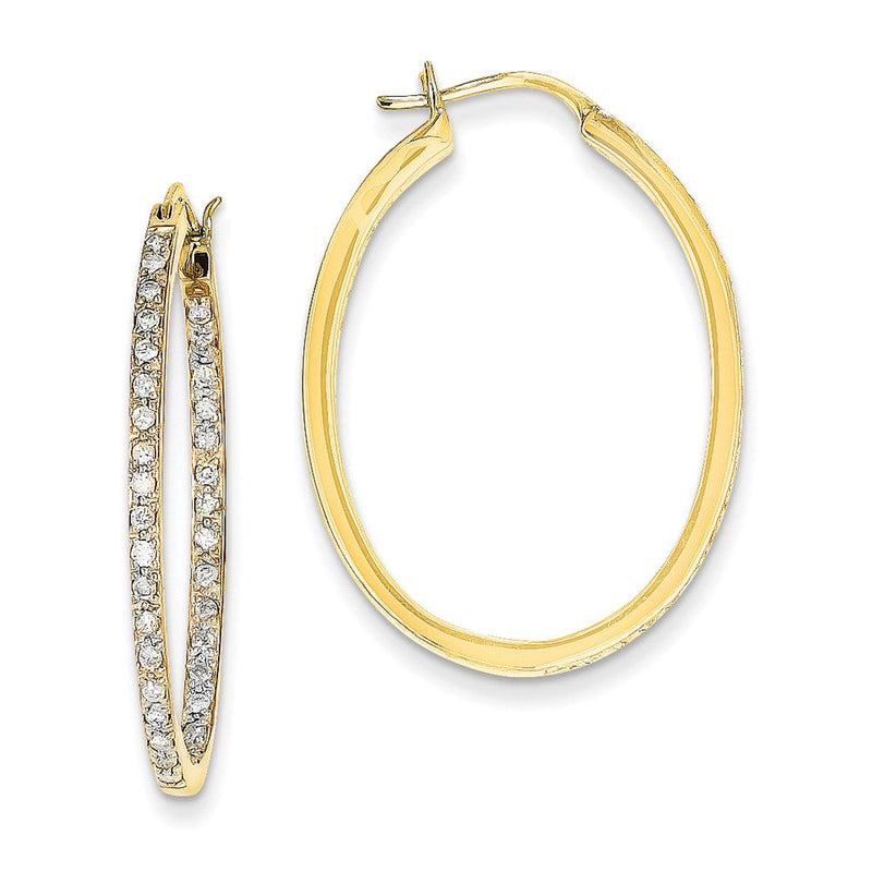 14K Gelbgold AA-Qualität Diamant-Creolen mit echten Diamanten innen und außen, fertig gefasst