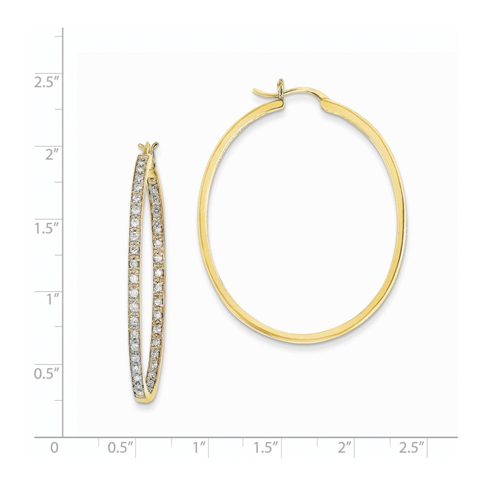 14K Gelbgold AA-Qualität Diamant-Creolen mit echten Diamanten, innen und außen besetzt