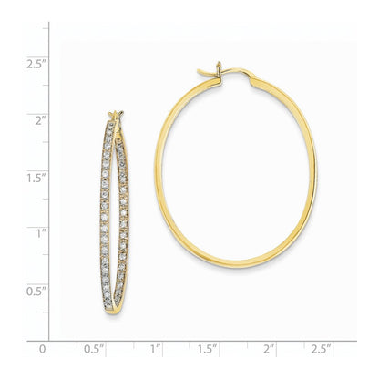 14K Gelbgold AA-Qualität Diamant-Creolen mit echten Diamanten, innen und außen besetzt