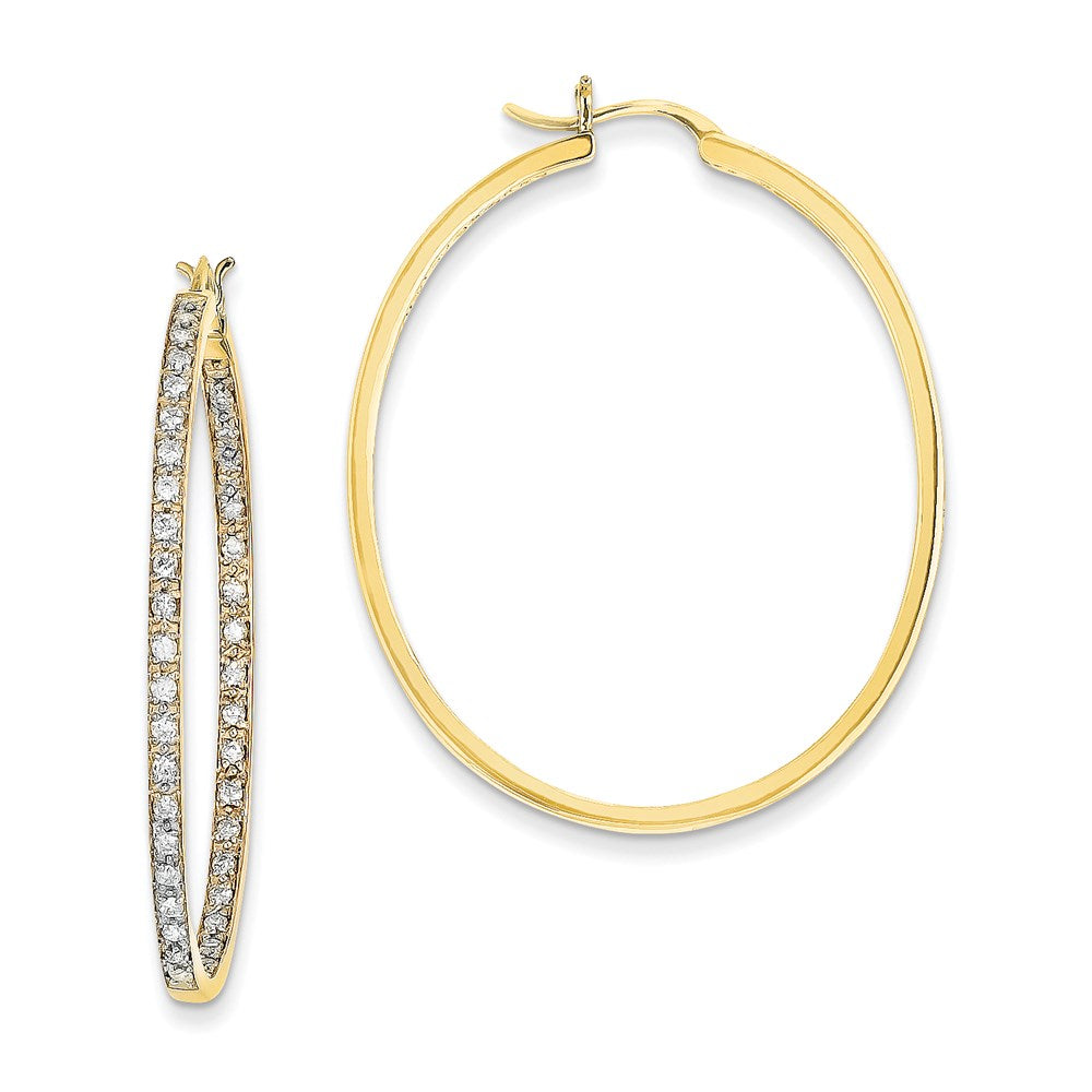 14K Gelbgold AA-Qualität Diamant-Creolen mit echten Diamanten, innen und außen besetzt