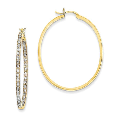 14K Gelbgold AA-Qualität Diamant-Creolen mit echten Diamanten, innen und außen besetzt