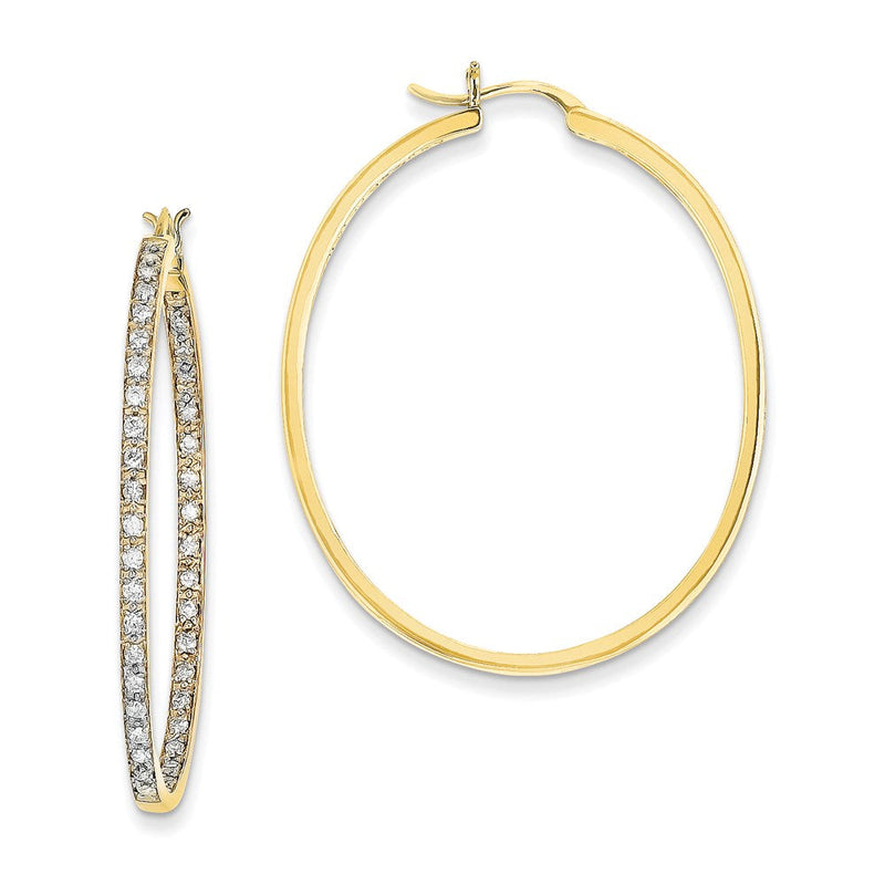 14K Gelbgold AA-Qualität Diamant-Creolen mit echten Diamanten, innen und außen besetzt