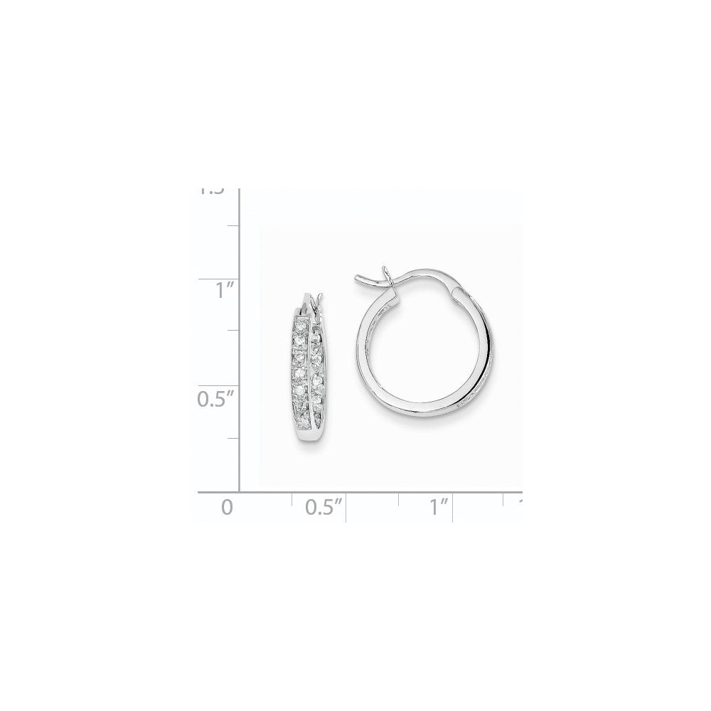 14K Weißgold Creolen mit echten Diamanten in AA-Qualität, innen und außen besetzt