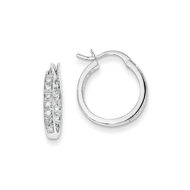 14K Weißgold Creolen mit echten Diamanten in AA-Qualität, innen und außen besetzt