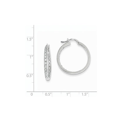 14K Weißgold Diamant Real In/Out Creolen