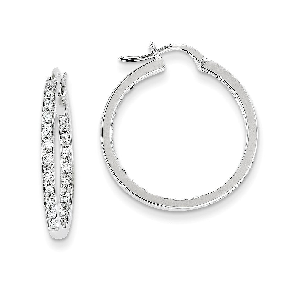 14K Weißgold Diamant Real In/Out Creolen