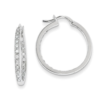 14K Weißgold Diamant Real In/Out Creolen