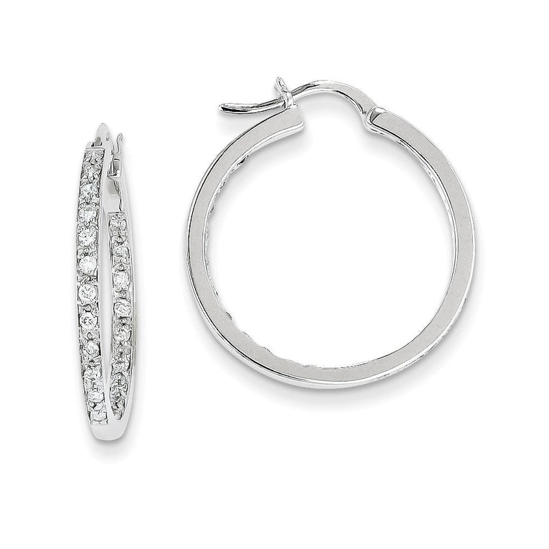 14K Weißgold Diamant Real In/Out Creolen