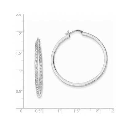 14K Weißgold AA-Qualität Diamant-Creolen mit vollständiger Fassung Innen/Außen