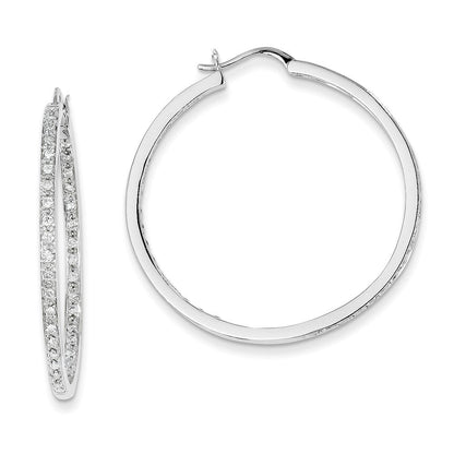 14K Weißgold AA-Qualität Diamant-Creolen mit vollständiger Fassung Innen/Außen
