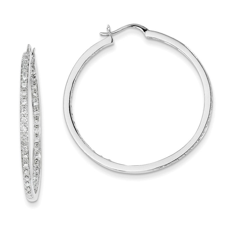 14K Weißgold AA-Qualität Diamant-Creolen mit vollständiger Fassung Innen/Außen