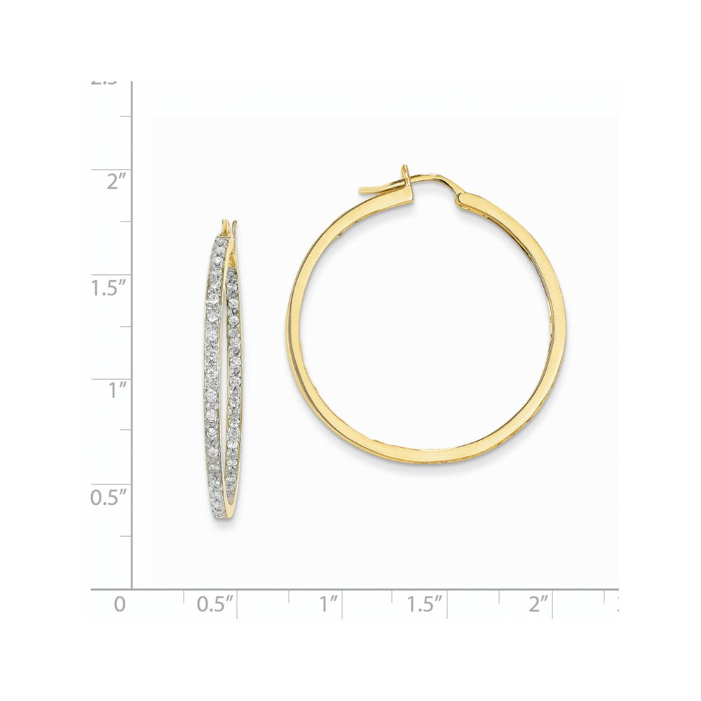 14K Gelbgold Diamant In/Out-Creolen mit echten Diamanten in AA-Qualität