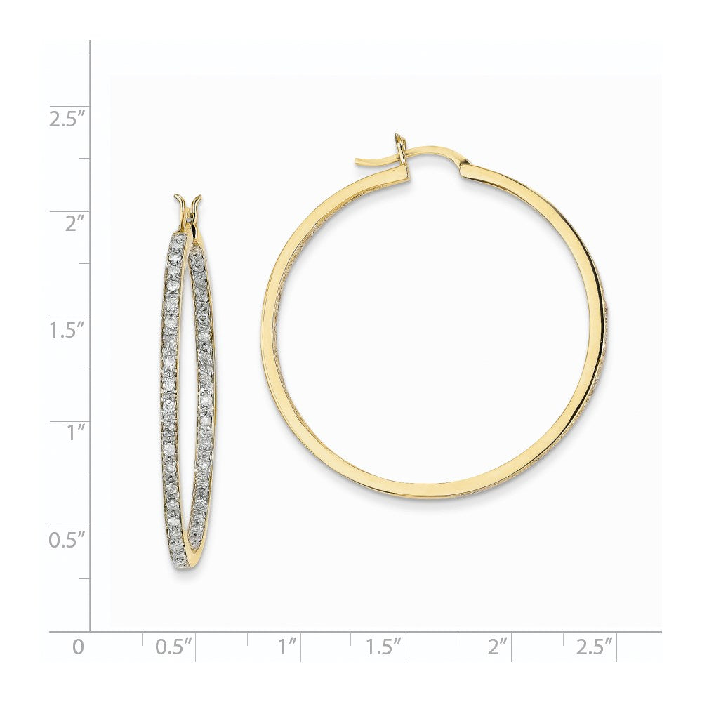 14K Gelbgold Creolen mit echten Diamanten, AA-Qualität, In/Out-Besatz