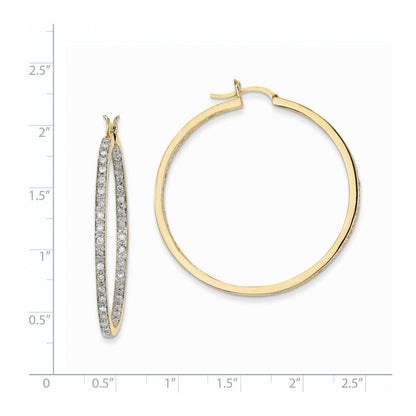 14K Gelbgold Creolen mit echten Diamanten, AA-Qualität, In/Out-Besatz