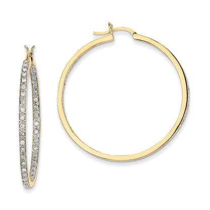 14K Gelbgold Creolen mit echten Diamanten, AA-Qualität, In/Out-Besatz