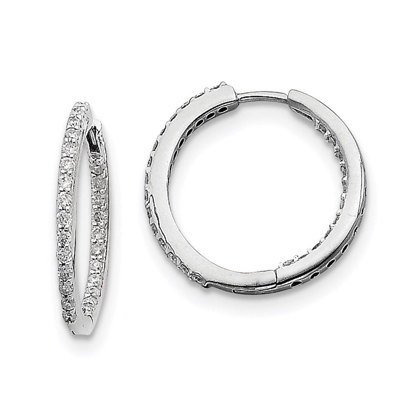 14K Weißgold Creolen mit echten Diamanten