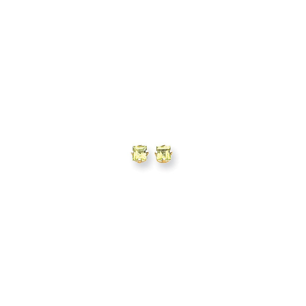 14K Gelbgold Ohrringe mit 4-mm-quadratischem Peridot im Stufenschliff
