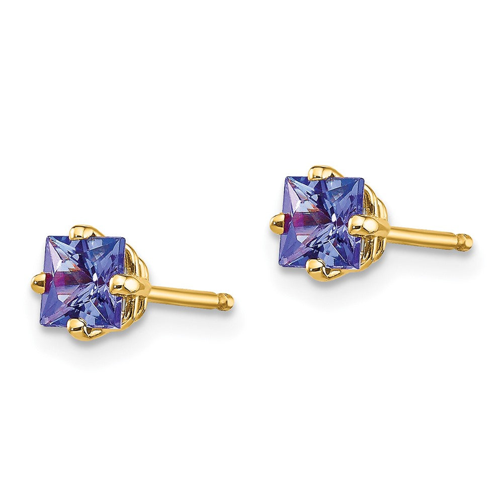14K Gelbgold Tansanit Ohrringe
