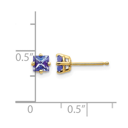 14K Gelbgold Tansanit Ohrringe