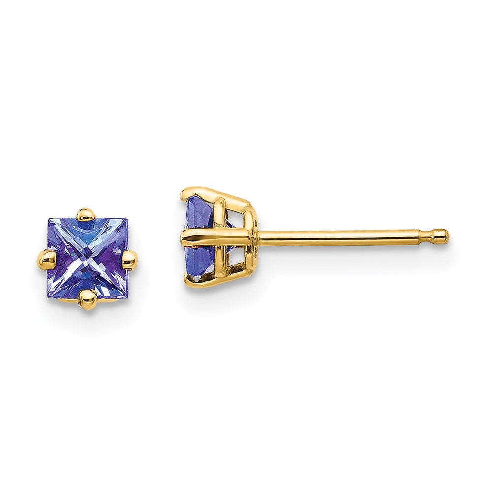 14K Gelbgold Tansanit Ohrringe