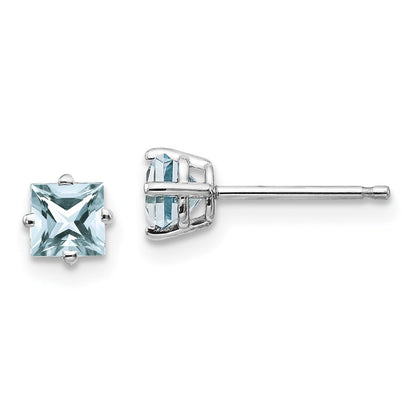 14K Weißgold Ohrringe mit Aquamarin