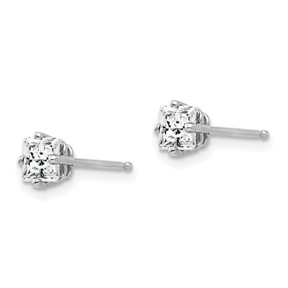 14K Weißgold Ohrstecker mit Zirkonia, 4 mm
