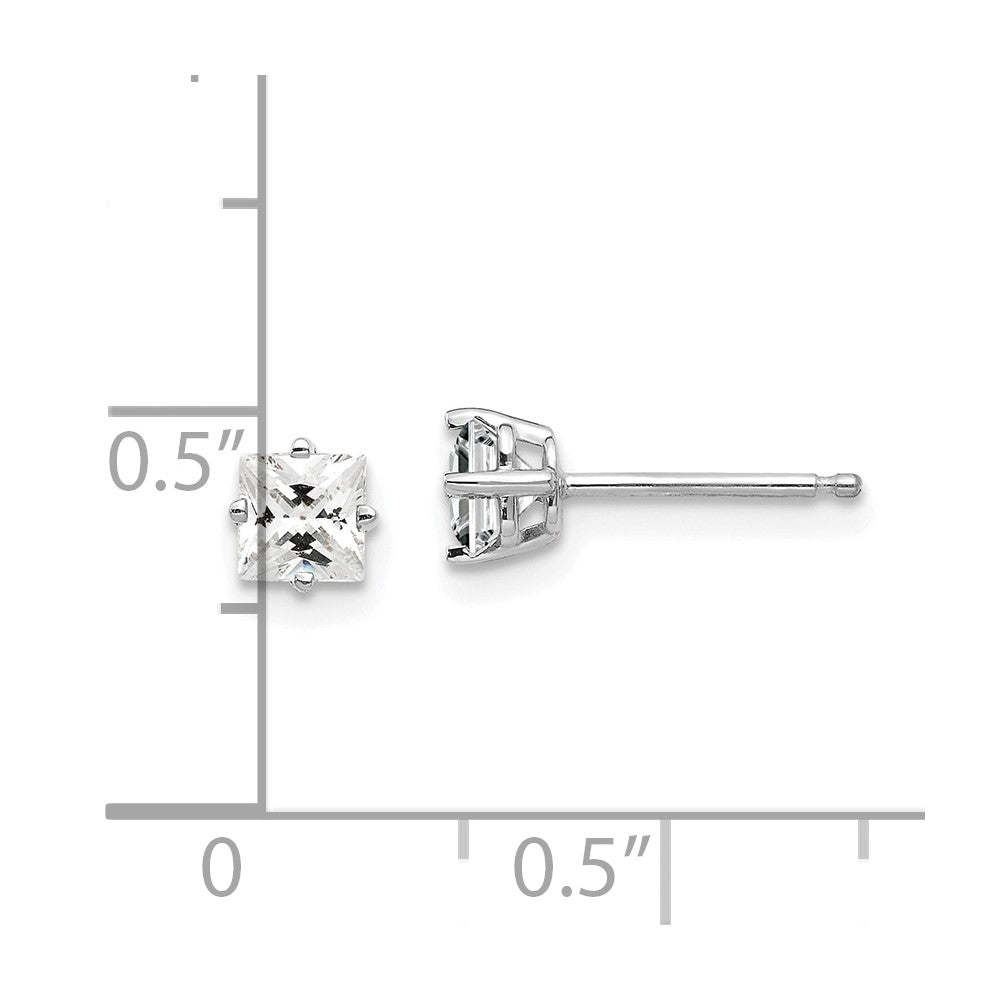 14K Weißgold Ohrstecker mit Zirkonia, 4 mm