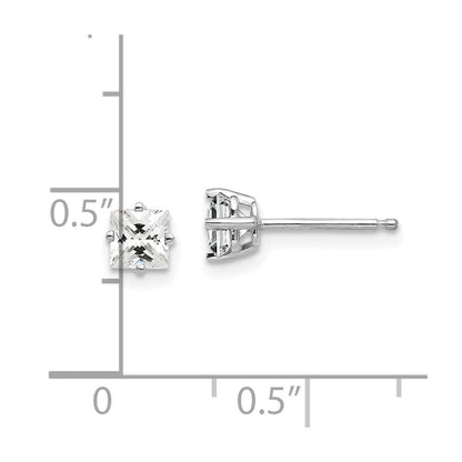 14K Weißgold Ohrstecker mit Zirkonia, 4 mm