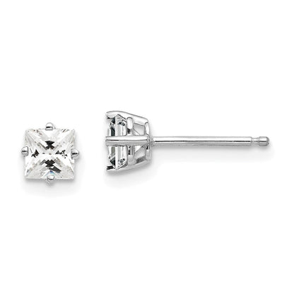 14K Weißgold Ohrstecker mit Zirkonia, 4 mm