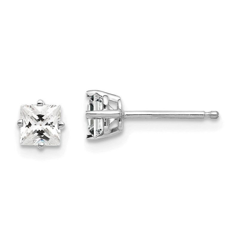 14K Weißgold Ohrstecker mit Zirkonia, 4 mm