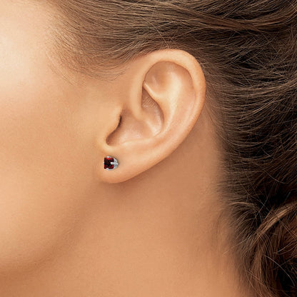 14K Weißgold Ohrringe mit 4 mm Granat im Prinzessschliff