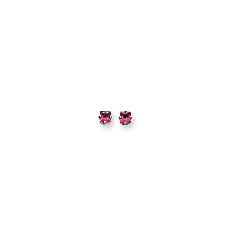4mm Princess-Schliff Pink-Saphir-Ohrstecker aus 14K Weißgold