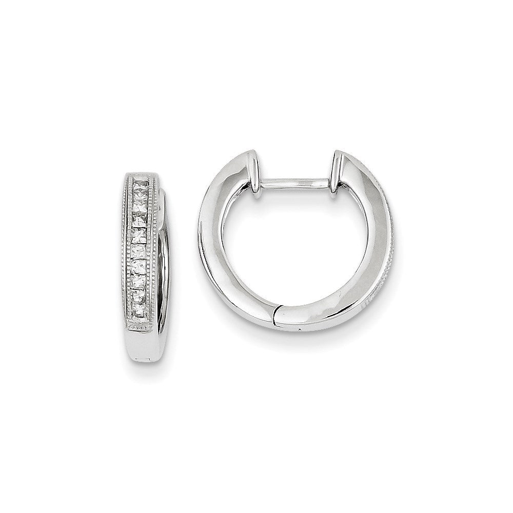 14K Weissgold Creolen mit echten Diamanten