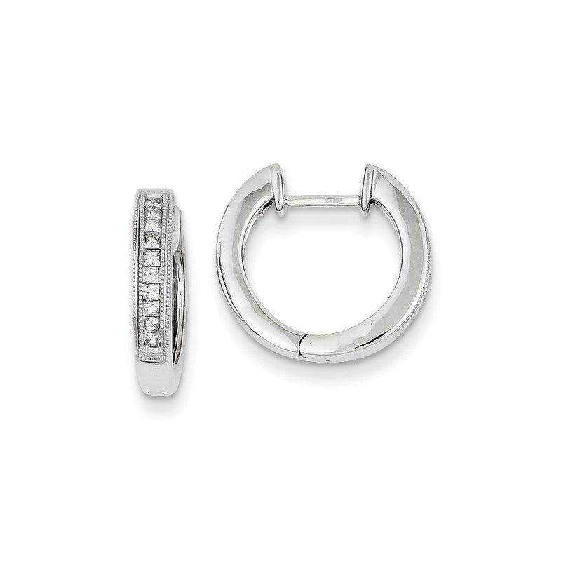 14K Weissgold Creolen mit echten Diamanten