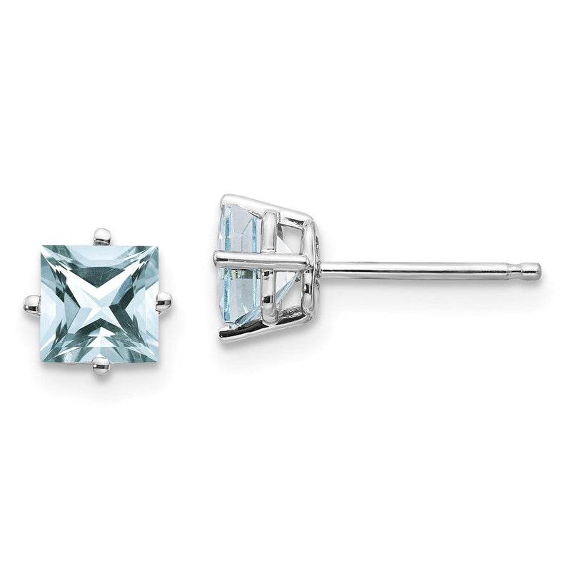 14K Weißgold Ohrringe mit Aquamarin