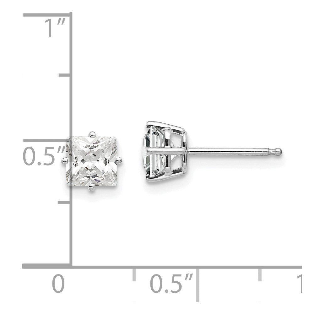 14K Weißgold Ohrringe mit Zirkonia, 5 mm