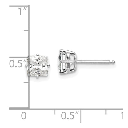 14K Weißgold Ohrringe mit Zirkonia, 5 mm